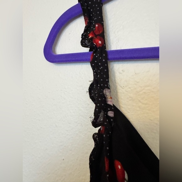 VTG Mica Mimi Maternity Y2K Cherry Floral Midi Dress Ruffle Large Black EUC - Picture 8 of 9